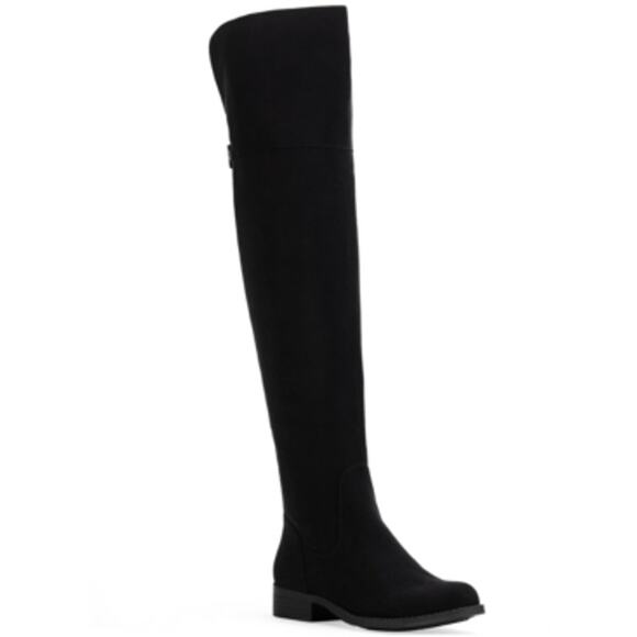 Sun + Stone Allicce Over-the-Knee Boots, black faux suede 8.5M - Picture 1 of 15